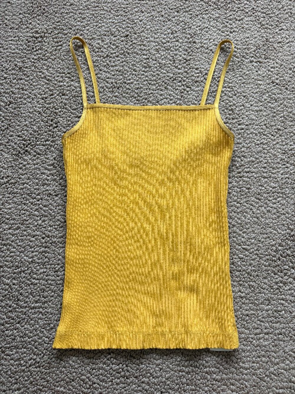Wilfred Yellow Ribbed Spaghetti‑Strap Crop Top – XXS